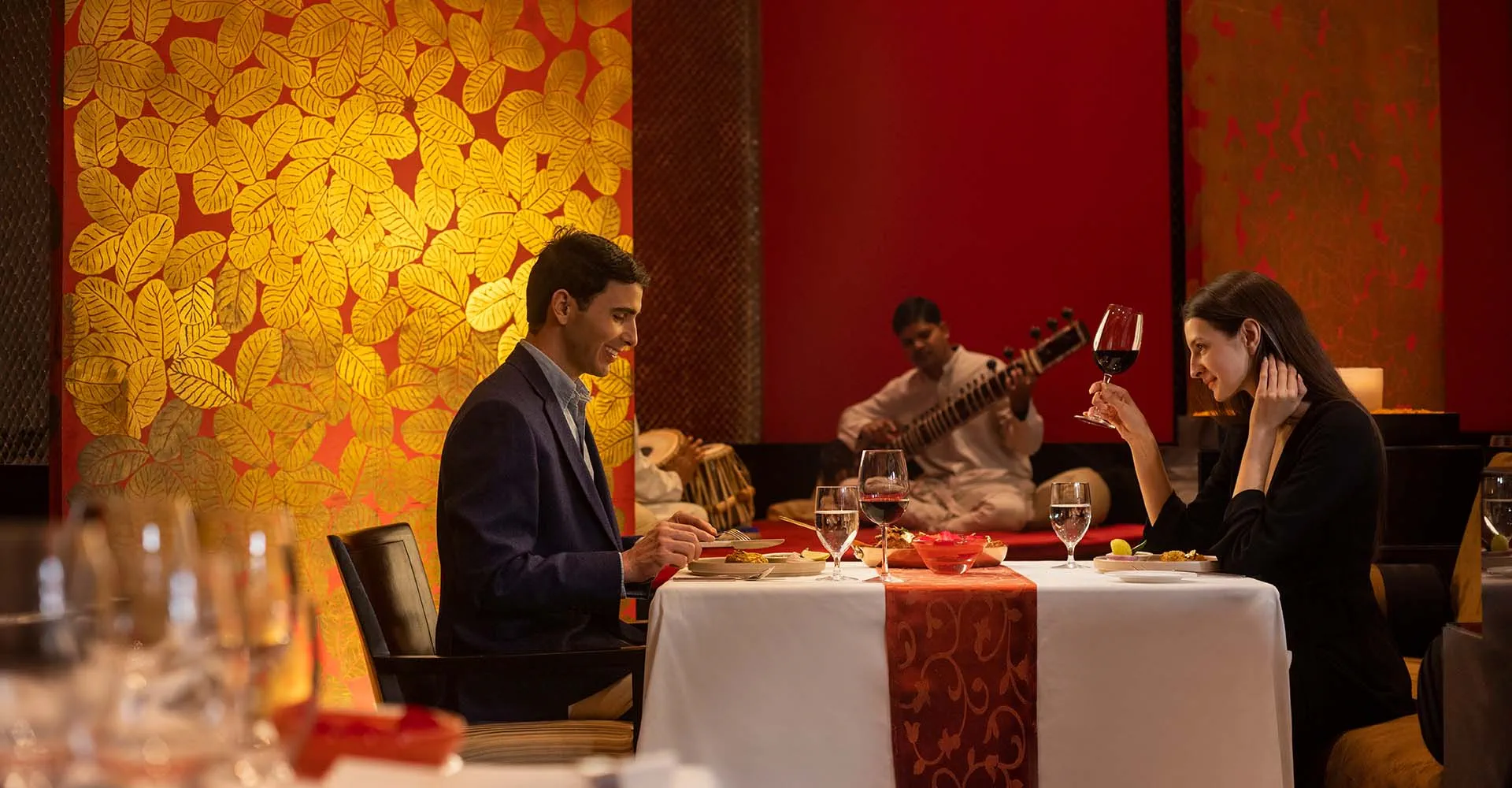 Saffron Restaurant At Trident Gurgaon With Indian Classical Music Paying At The Back