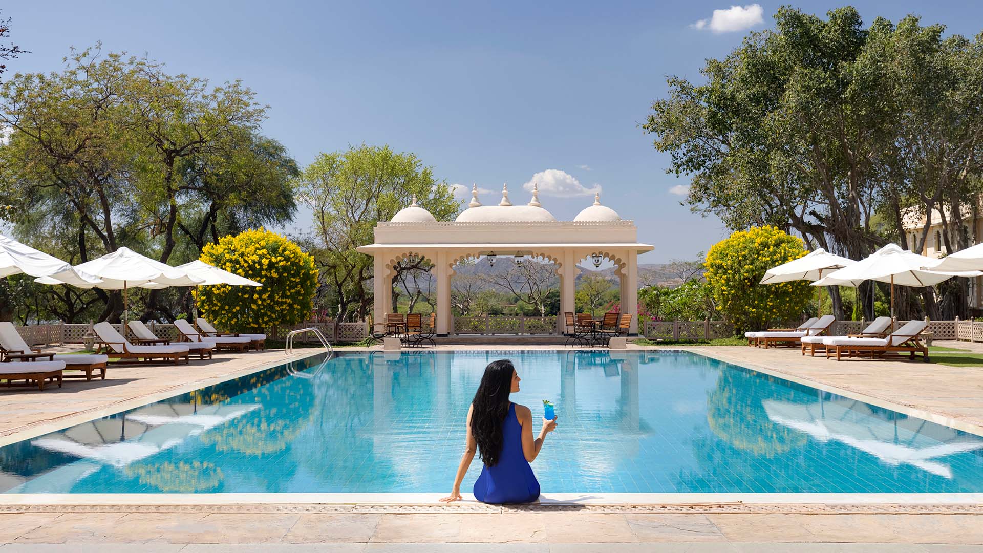 Deluxe Swimming Pool Area Of One Of The Best 5 Star Hotels In India, Trident Hotel